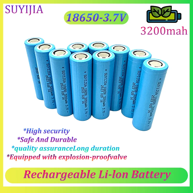

SUYIJIA 3.7V 18650 High Capacity 3200mAh Rechargeable Li-Ion Battery for Flashlight Head Lamp Walkie-talkie with 4.2V 1A Charger