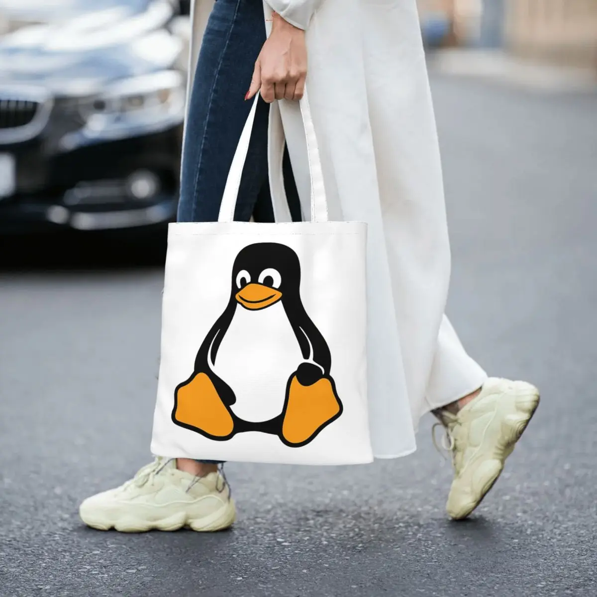 Linux Tux Pingouin Totes Canvas Handbag Women Canvas Shopping Bag