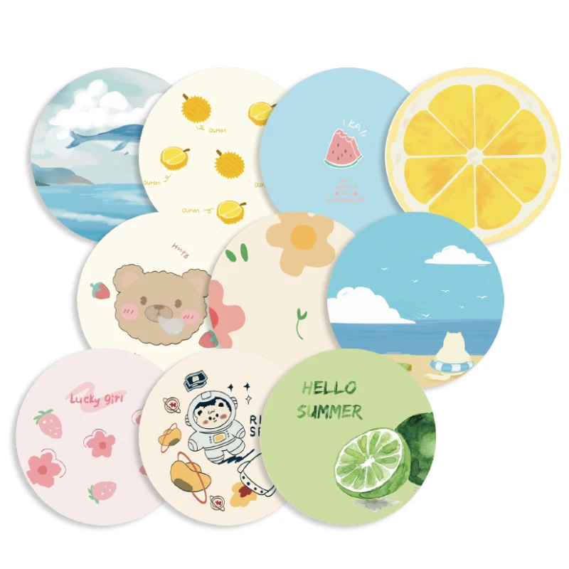 

20CM Mouse Pad Round Non-slip Gaming Mouse Carpet Cartoon Fruit Bear Whale Astronaut Desk Mat