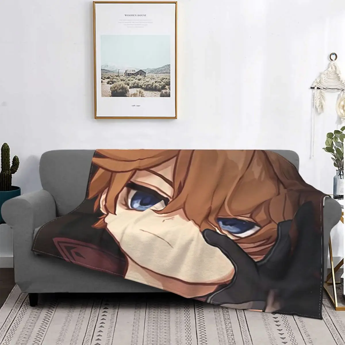 

Ajax Childe Genshin Impact Patterned Blanket Flannel Decoration Anime Multifunctional Soft Blanket Home Sofa Rug Piece
