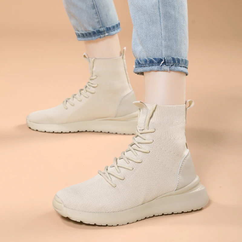 

Women Sock Sneakers High Top Running Shoes Women Sports Shoes Breathable Casual Elasticity Platform Walking Shoes Slip on Shoes