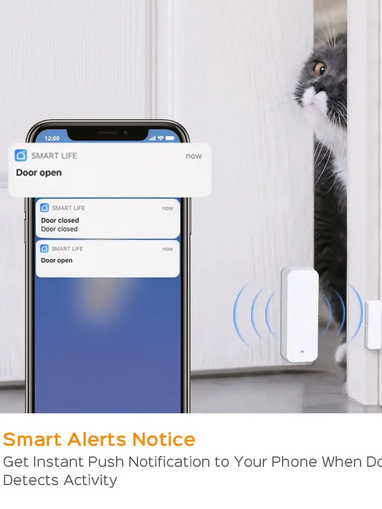 WiFi Door Sensor Smart Home Door and Window  Open / Closed Detectors Support Mobile Phone Receives Push Alarm Information