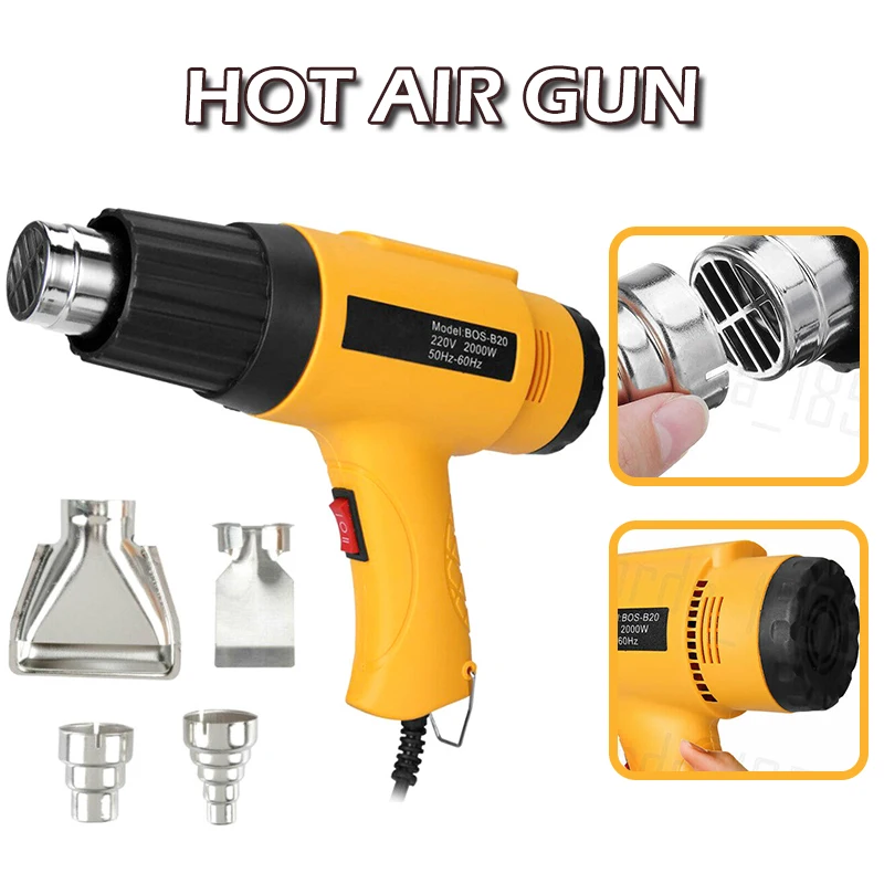 

2000W Electric Heat Gun Electric Hot Air Heat Blower Hot Cold Wind Adjustable Air Volume Repairs Tools For Bending Pipes
