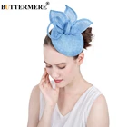 Женские льняные шляпки для невесты BUTTERMERE, синие льняные шляпки для невесты, женские элегантные винтажные шляпы для свадебной вечеринки, шляпы в британском стиле