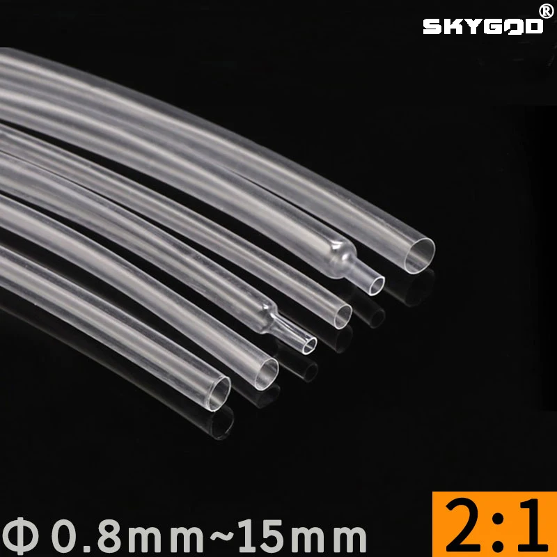 

Diameter 0.8mm ~ 15mm Super Thin Wall Flexible Earphone Line Heat Shrinkage Tube Cover Professional Audio Wire Sleeve Wrap Clear