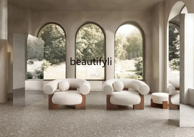 Дизайнерский креативный простой двойной диван из ткани для гостиной в маленькой