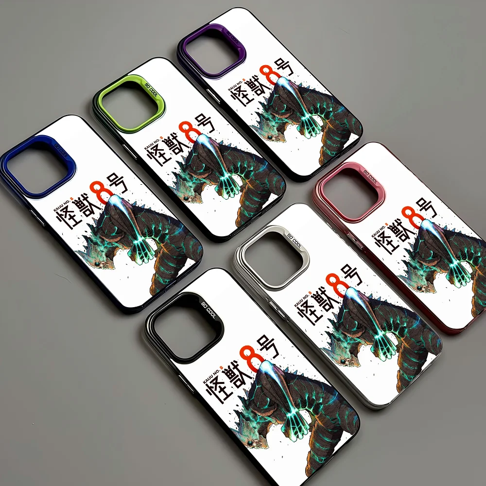 K-Kaiju No 8 Kafka Phone Case IMD color silver shell For iPhone 16 15 14 13 12 11 Pro Max Plus