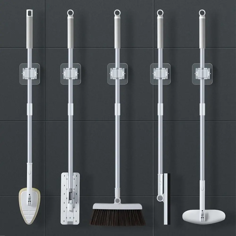 

Wall Mounted Free Punch Bathroom Storage Traceless Mop Clip Broom Hanger Hook Storage Rack Mop Organizer Holder