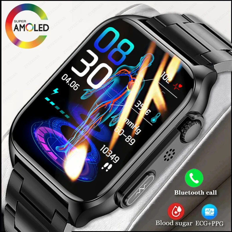 

2023 New Blood Glucose Smart Watch Men's Bluetooth Call Watches ECG+PPG Blood Pressure Measurement Sport Smartwatch Men Woman