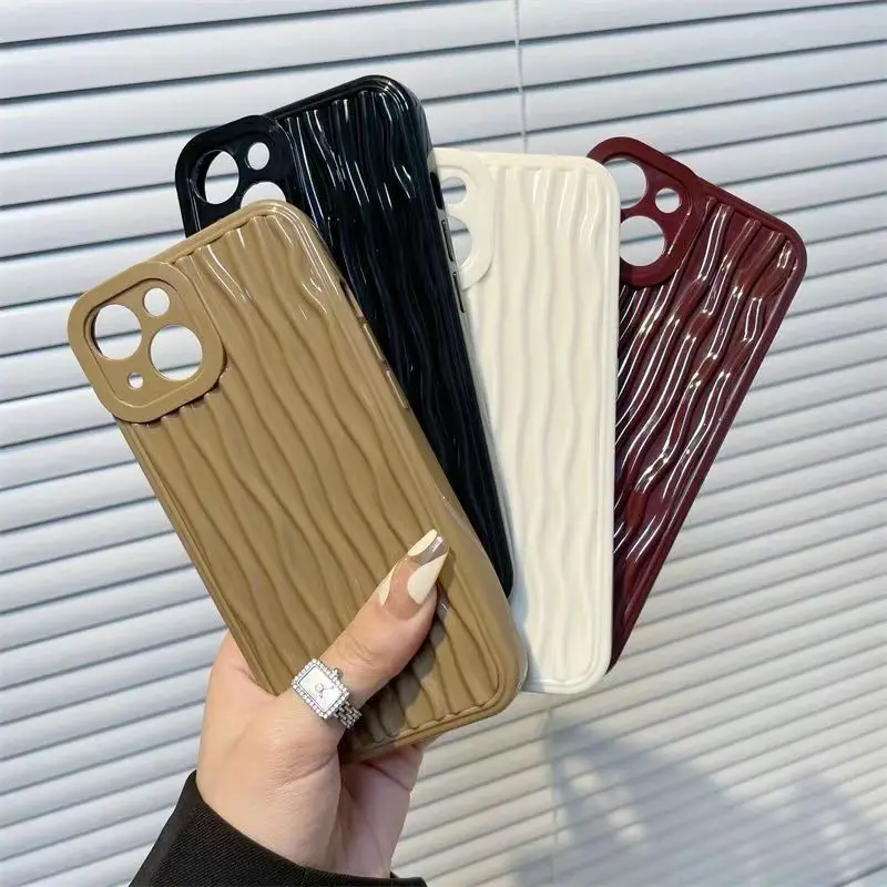 

Solid color ripple is applicable to iPhone14promax mobile phone case 13promax fall-proof soft case 11 new 12promax all-inclusive