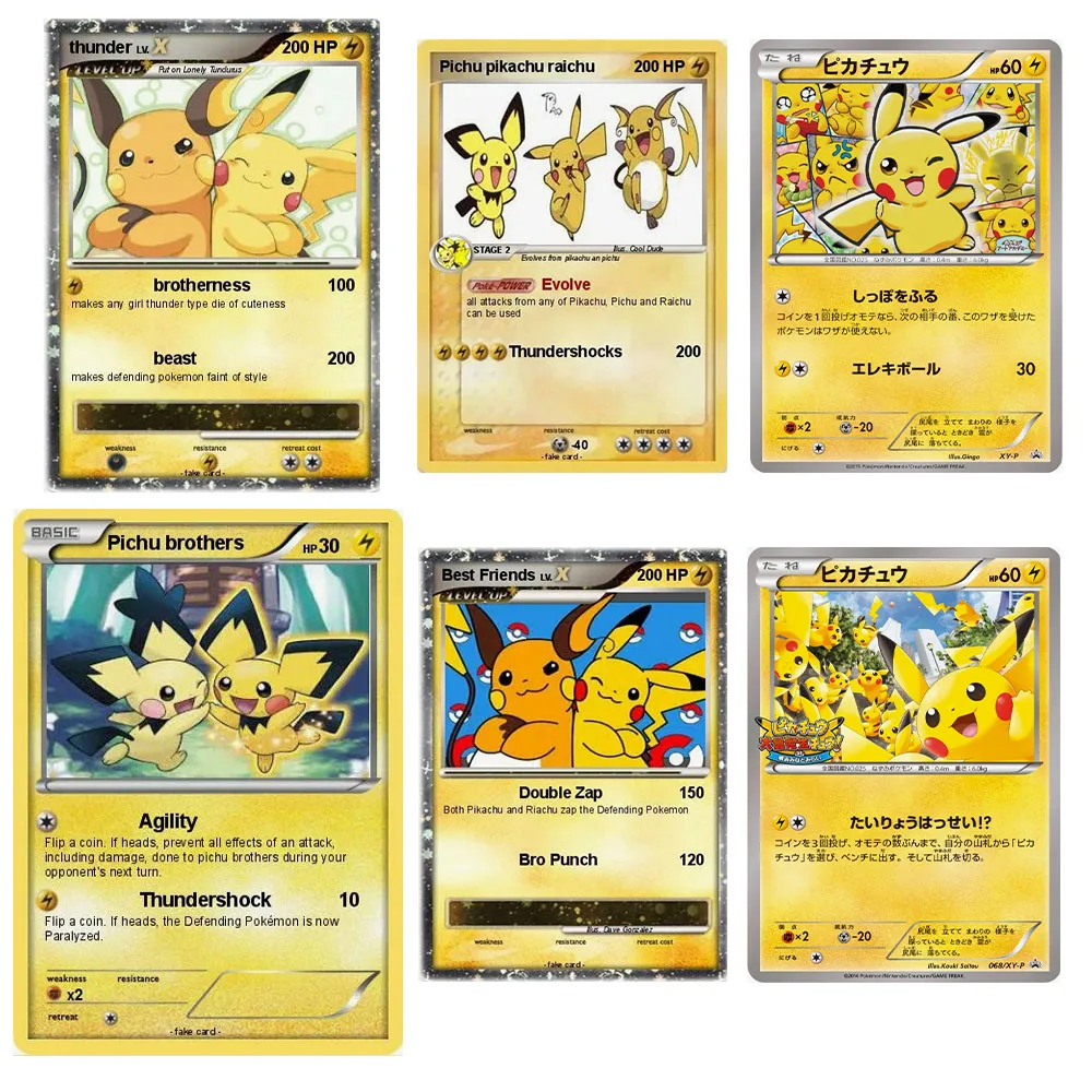 

Anime Pokemon Pikachu Ptcg Diy English Version Good Brothers Series Cartoon Game Characters Collection Card Toy Birthday Gift
