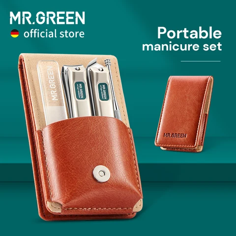 Портативный маникюрный набор MR.GREEN, набор для педикюра, кусачки для ногтей из нержавеющей стали, дорожный футляр для ухода за волосами, подарочная коробка, набор ножниц для ногтей