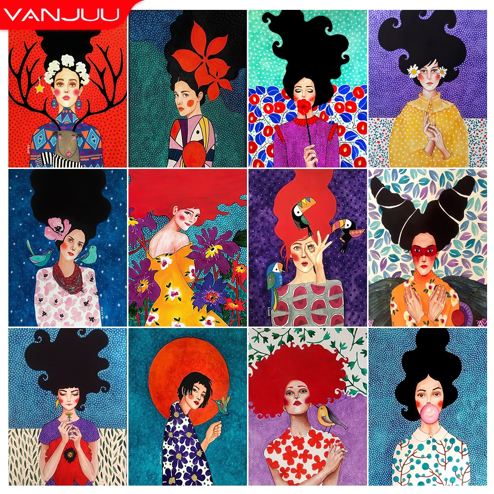 

5D Diamond painting Girl Art Portrait Full Drill Girl Diamond Mosaic DIY Diamond Embroidery Cross stitch kits Home Decor