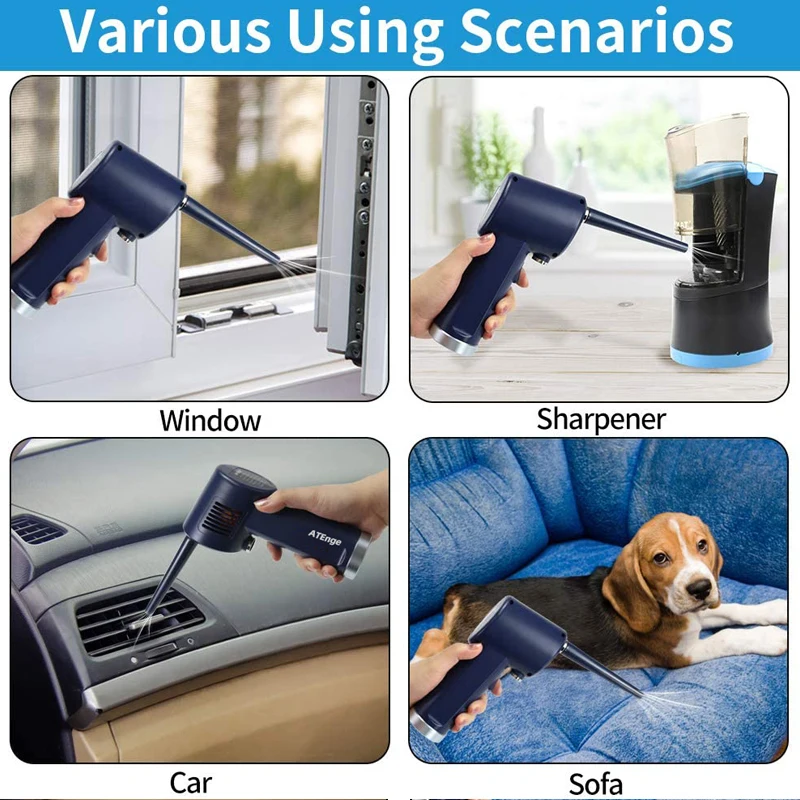 atenge cordless air duster for computer compressed gas air canskeyboard cleaner autorechargeable electric duster air blower free global shipping