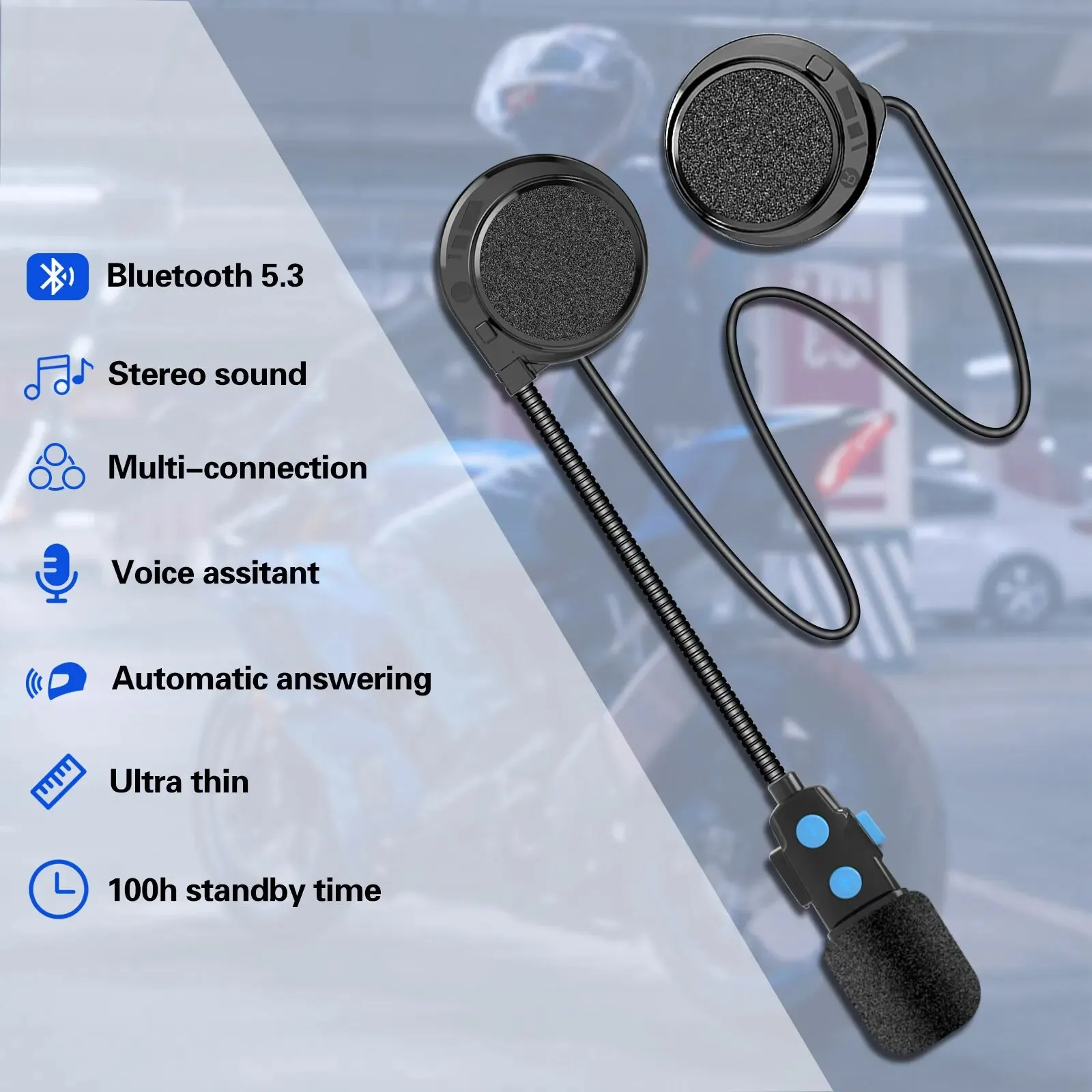 TNICER N1 Мотоциклетный шлем Bluetooth-гарнитура Стереозвук Ультратонкое беспроводное