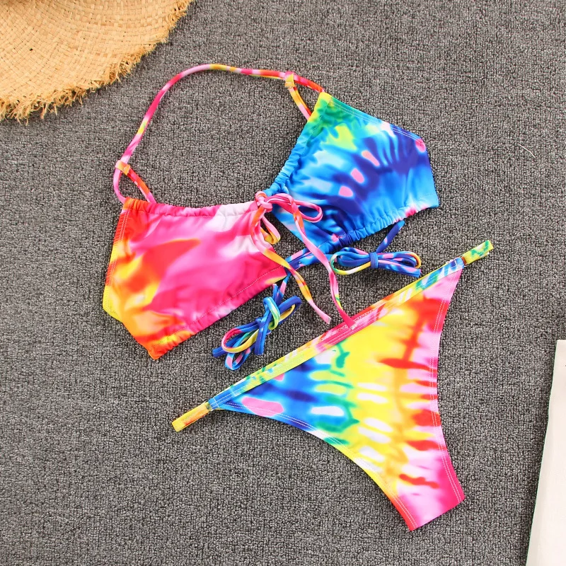 2022 женский купальный костюм пляжная одежда Бразильское бикини с неоновым