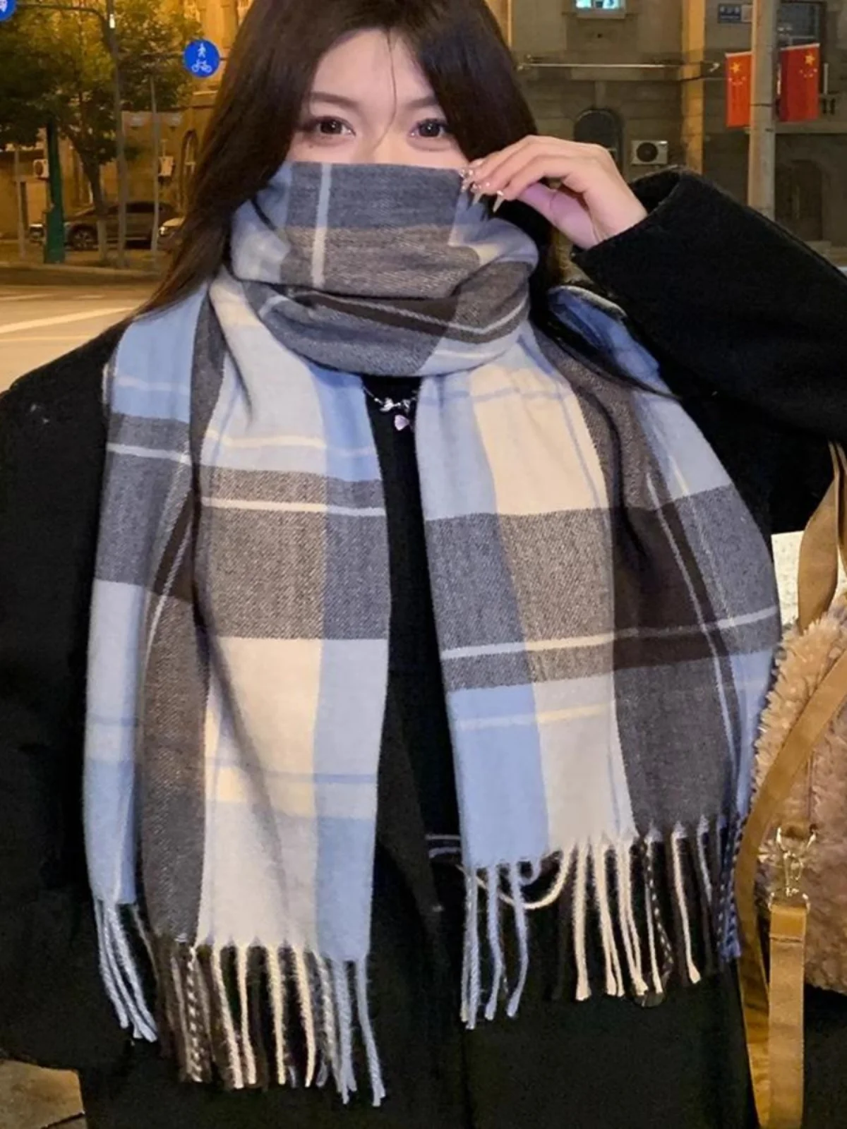 Кашемировый женский шарф новинка 2024 клетчатая теплая шаль фуляр платок из