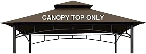 

x 5 Grill BBQ Gazebo Double Tiered Replacement Canopy Roof Outdoor Barbecue Gazebo Tent Roof Top (Khaki)