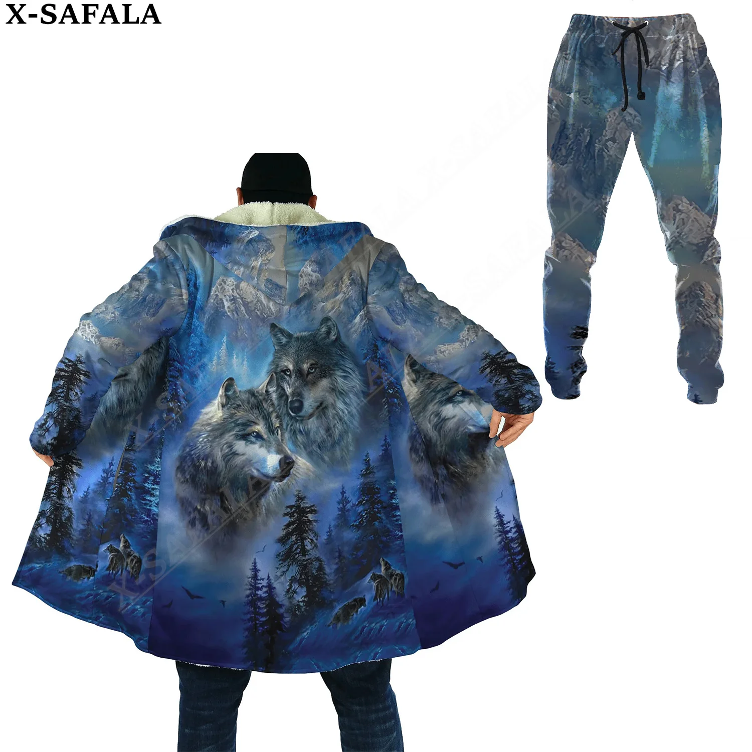 

Толстая теплая накидка с капюшоном и перьями в стиле унисекс