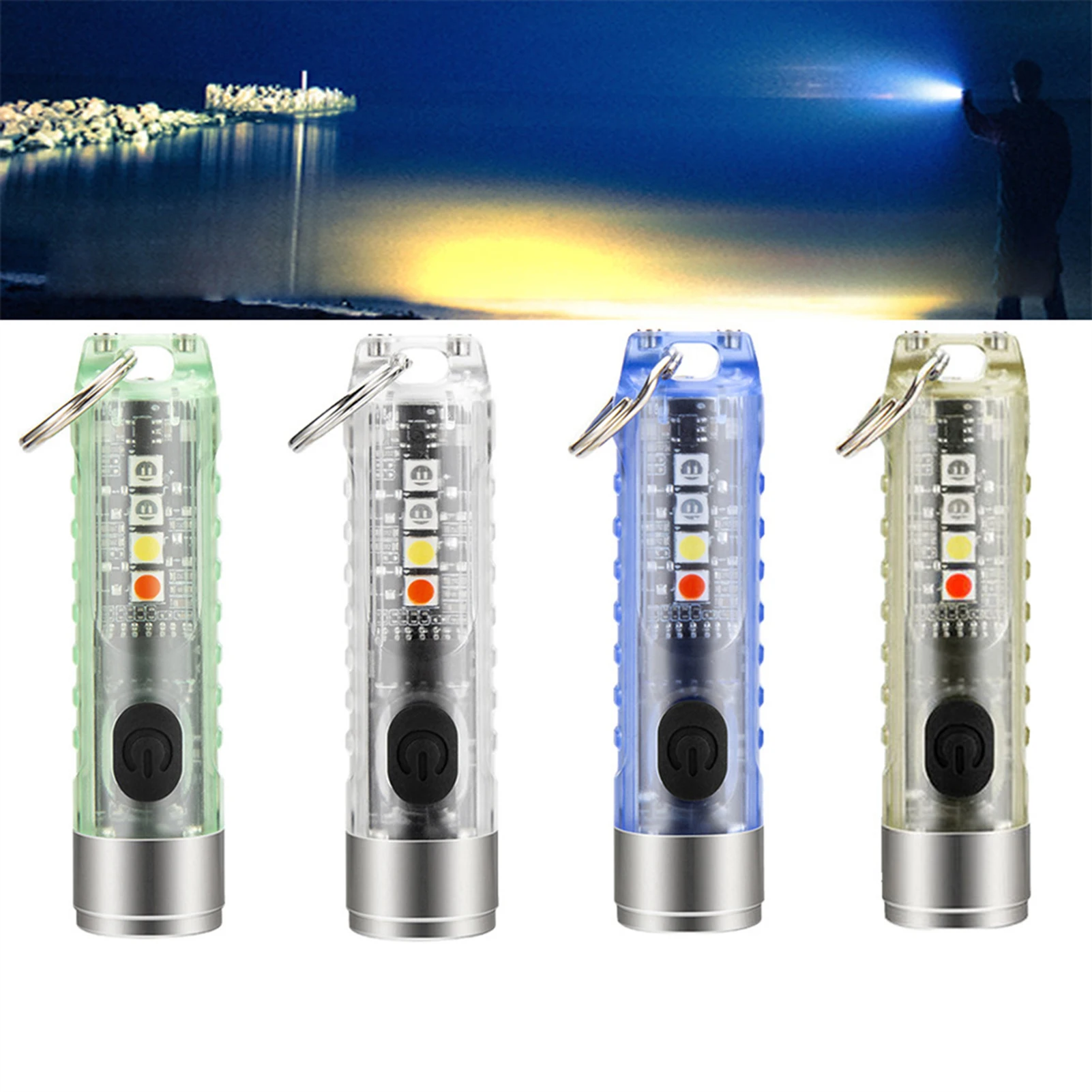 

Mini Keychain Flashlight LED Rechargeable Torch Portable Magnetic USB Charging Flashlight High Power Camping Long Range Lantern