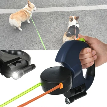 3m Dual Dog Leash Auto Retractable LED Light Traction Ropes For 2 Small Dogs Cats Walking Running Training Travel Pet Supplies 1