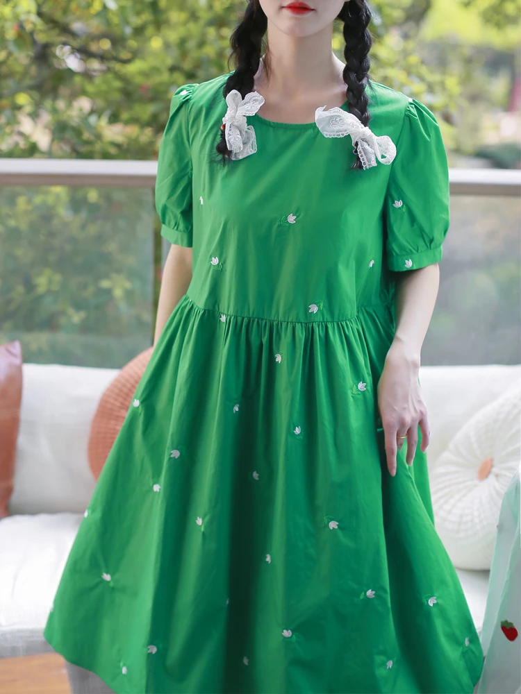 Большие размеры большие 2024 новое летнее свободное платье из чистого хлопка с