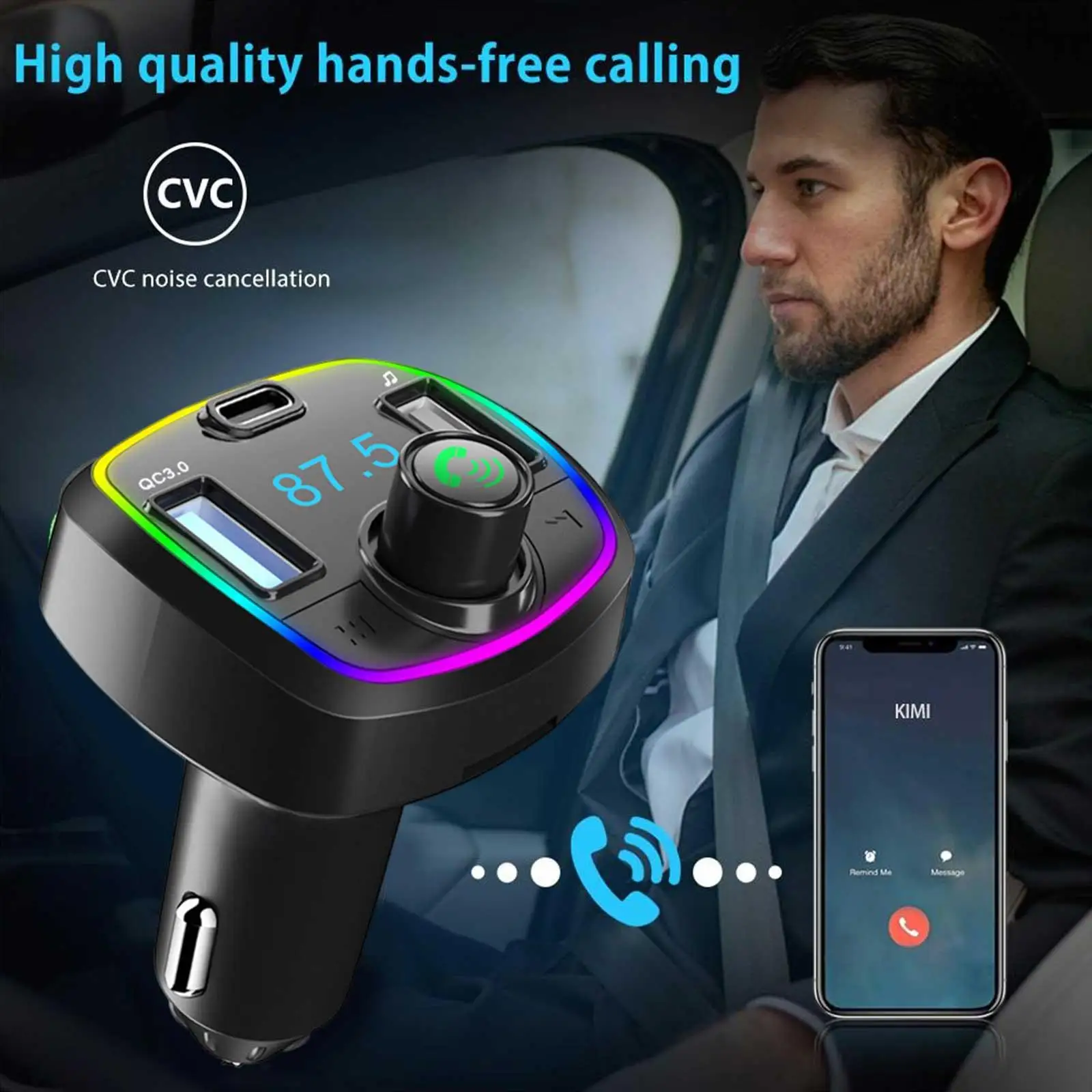 

Car Bluetooth 5.0 FM Transmitter MP3 Player Audio Receiver USB Handsfree Fast QC3.0 Kit FM 18W Charging Car Modulator PD R0E4