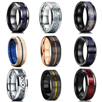 48 styles fashion 8mm celtic dragon stainless steel ring for men women inlay carbon fibre wedding band jewelry anniversary gifts