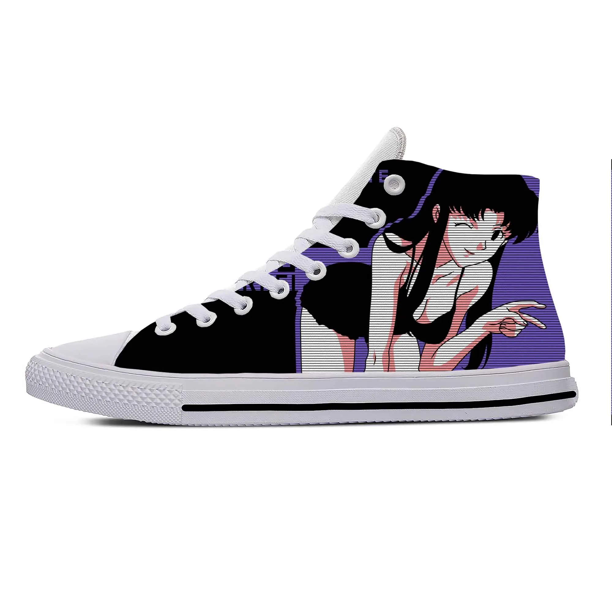 

Hot Japanese Anime Cartoon Manga Katsuragi Misato Casual Cloth Shoes High Top Lightweight Breathable 3D Print Men Women Sneakers
