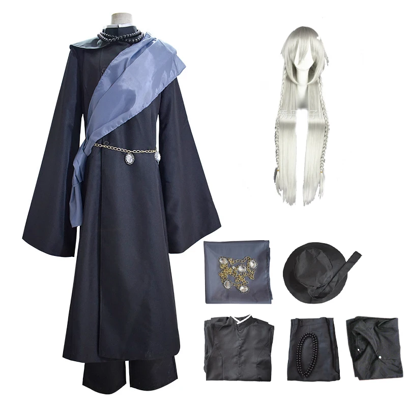 

Костюм черного Батлера курошишsuji для косплея гробола, костюмы на Хэллоуин-вечеринку, полный комплект на заказ, цепочка для шляпы и парик