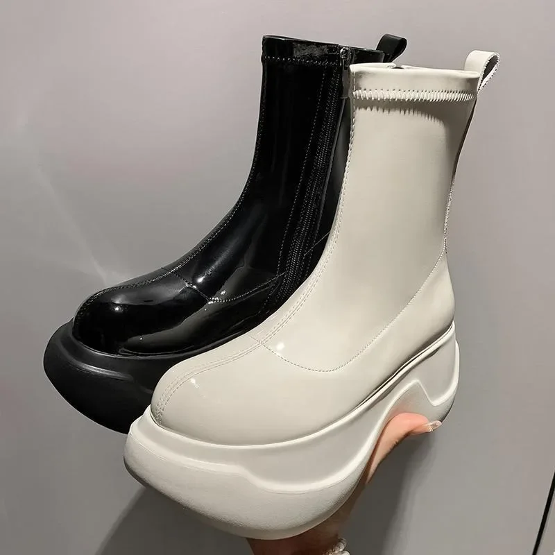 

Новинка Осень-зима 2023, женская обувь SLTNX, ботинки на платформе, короткие ботинки, модные ботинки