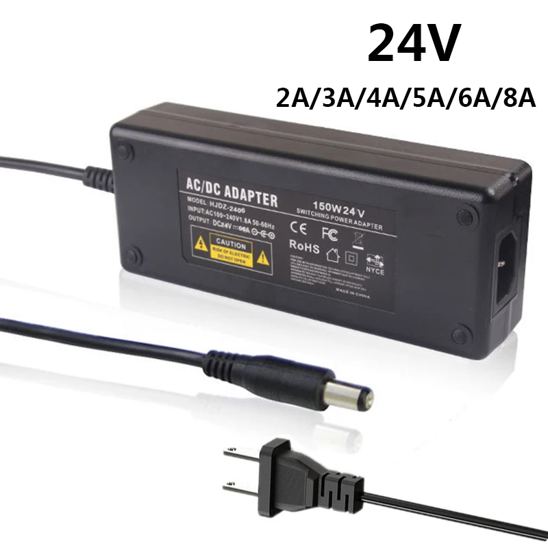 

DC 24V 2A 3A 4A 5A 6A 8A Adaptor 24 Volt Power Adapter Supply 24V2A 24V3A 24V5A 24V6A 24V8A Transformer Converter 5.5*2.5mm