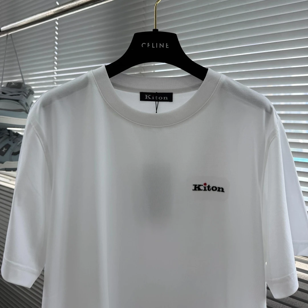 Фото Футболка Kiton 26ss из новой летней коллекции, хлопок + ткань Sorona, комфортная и дышащая, модная повседневная модель с круглым вырезом и короткими рукавами. №5