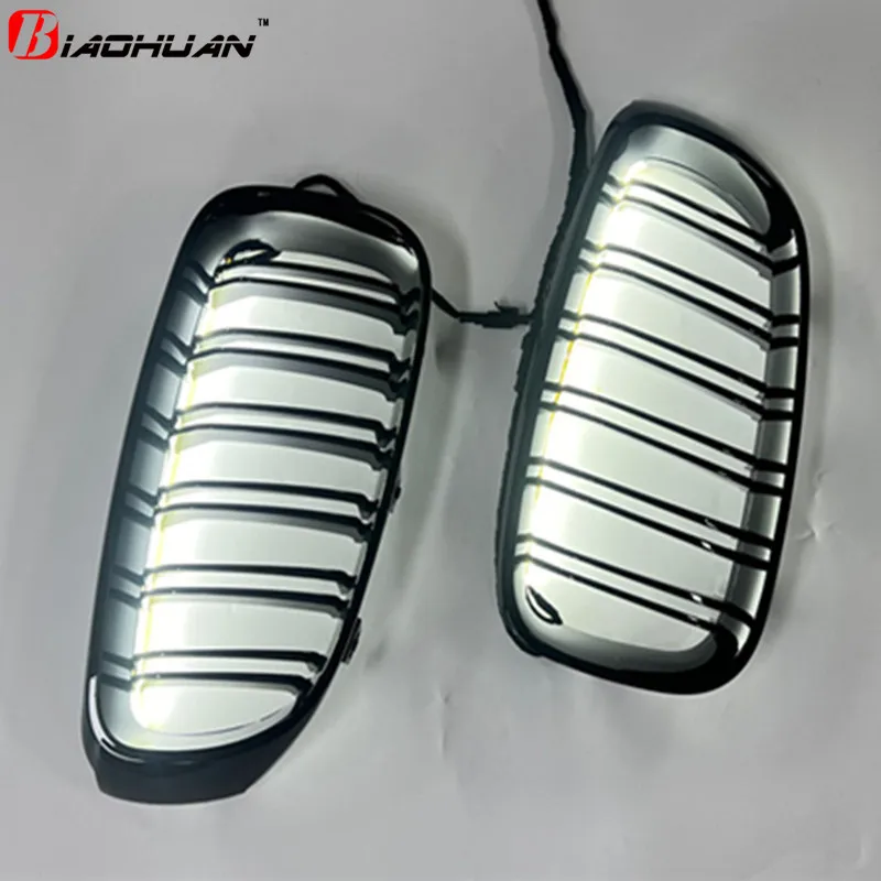 Фото Для BMW F01 F02 F10 F07 F20 F25 F22 F23 F30 F35 F34 F36 F80 F82 F87 F15 E70 E60E90С светодиодными фонарями Автомобильный передний бампер Решетка почек №4