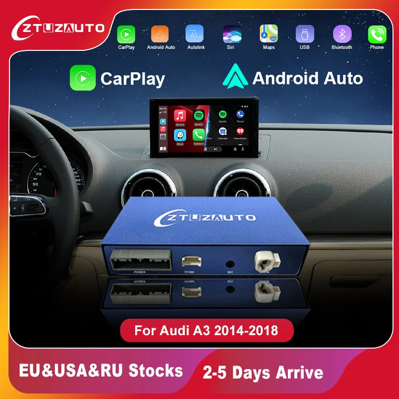 Беспроводной интеллектуальный интерфейс CarPlay для Audi A3 MIB2 2014-2018 Android Auto с