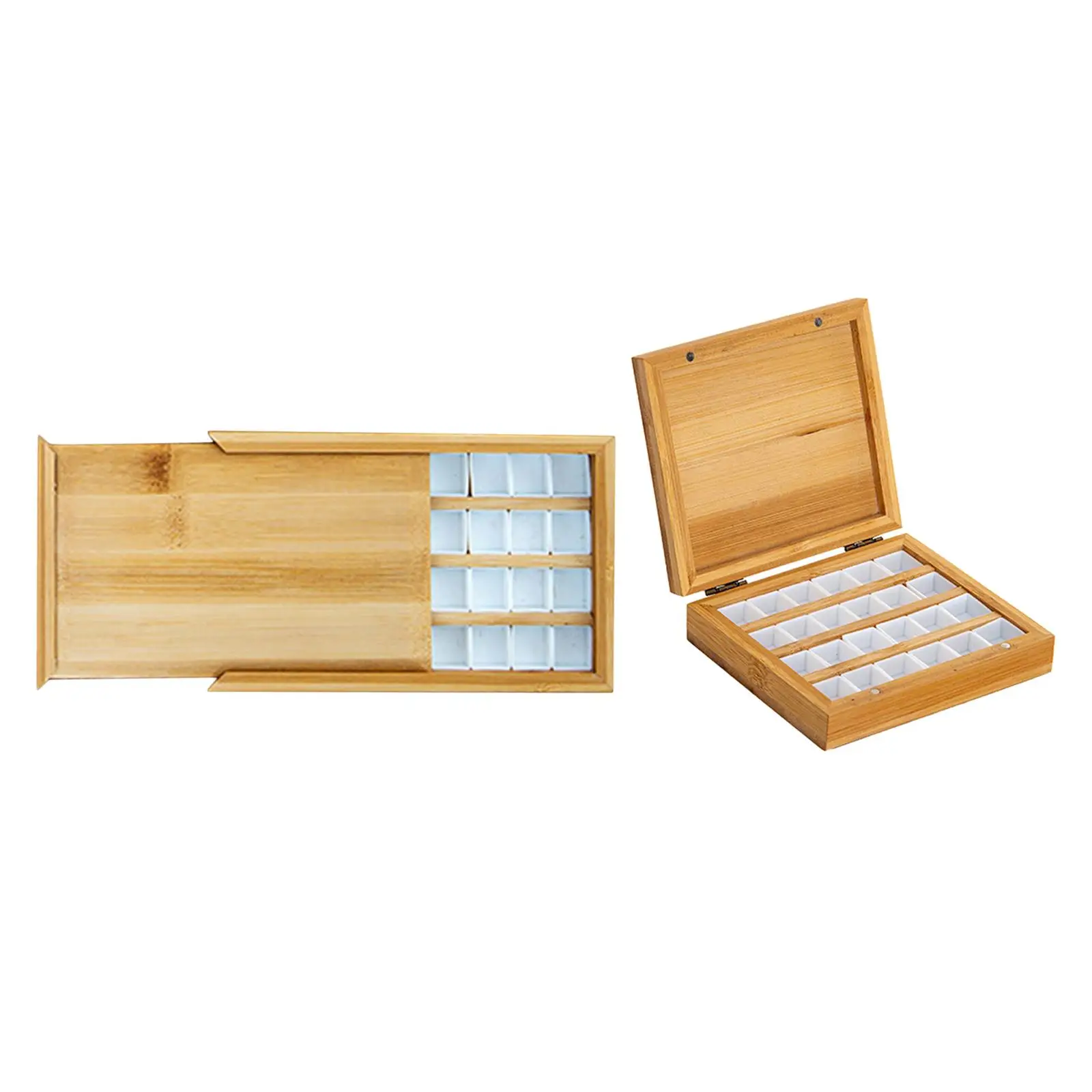 

Wood Paint Palette Tray Painting Art Supplies Watercolor Paint with Lid Empty Holder for Artist Kids Students