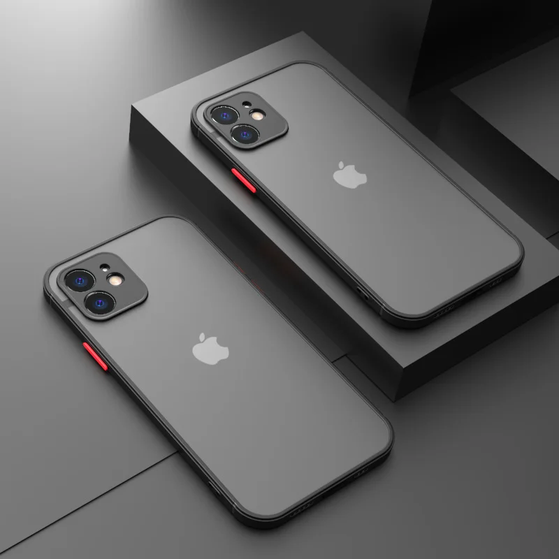 

Матовый прозрачный противоударный чехол для iPhone, бампер для 11 12 13 Pro Max Mini x XR XS 7 8 6S plus se 2