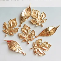 10pcs metal alloy kc gold leaf charms pendant for jewelry making findings diy earrings necklace components accessories supplies