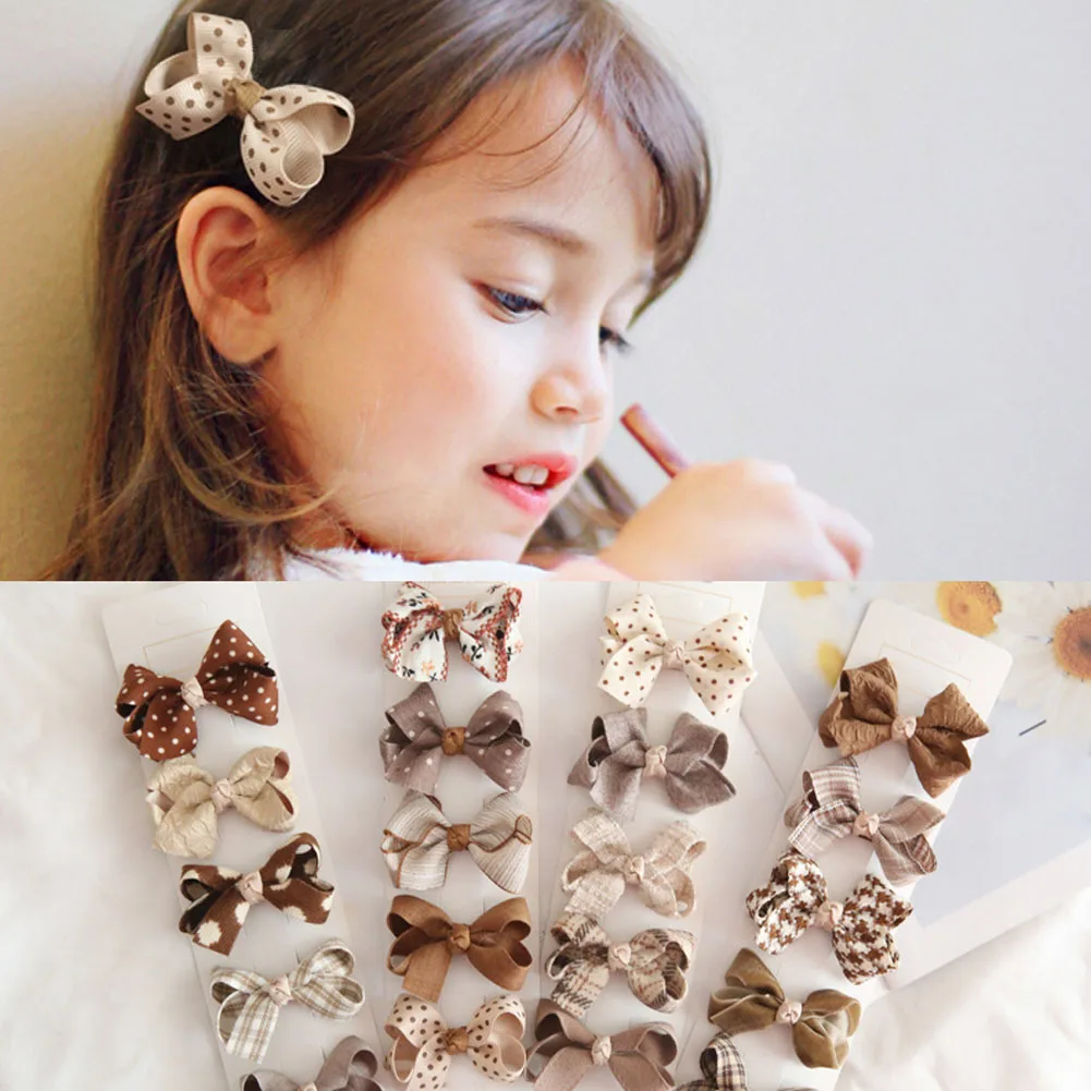 

5Pcs/Set New Girls Cute Dot Plaid Hairpins For Children Sweet Bow Floral Hair Clips Barrettes Fashion Kids Baby Hair Accessories