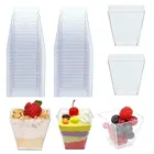 Одноразовые пластиковые чашки, прозрачные трапециевидные пищевые контейнеры для желе, йогурта, муссов, десертов, выпечки, 50 шт., 60 мл