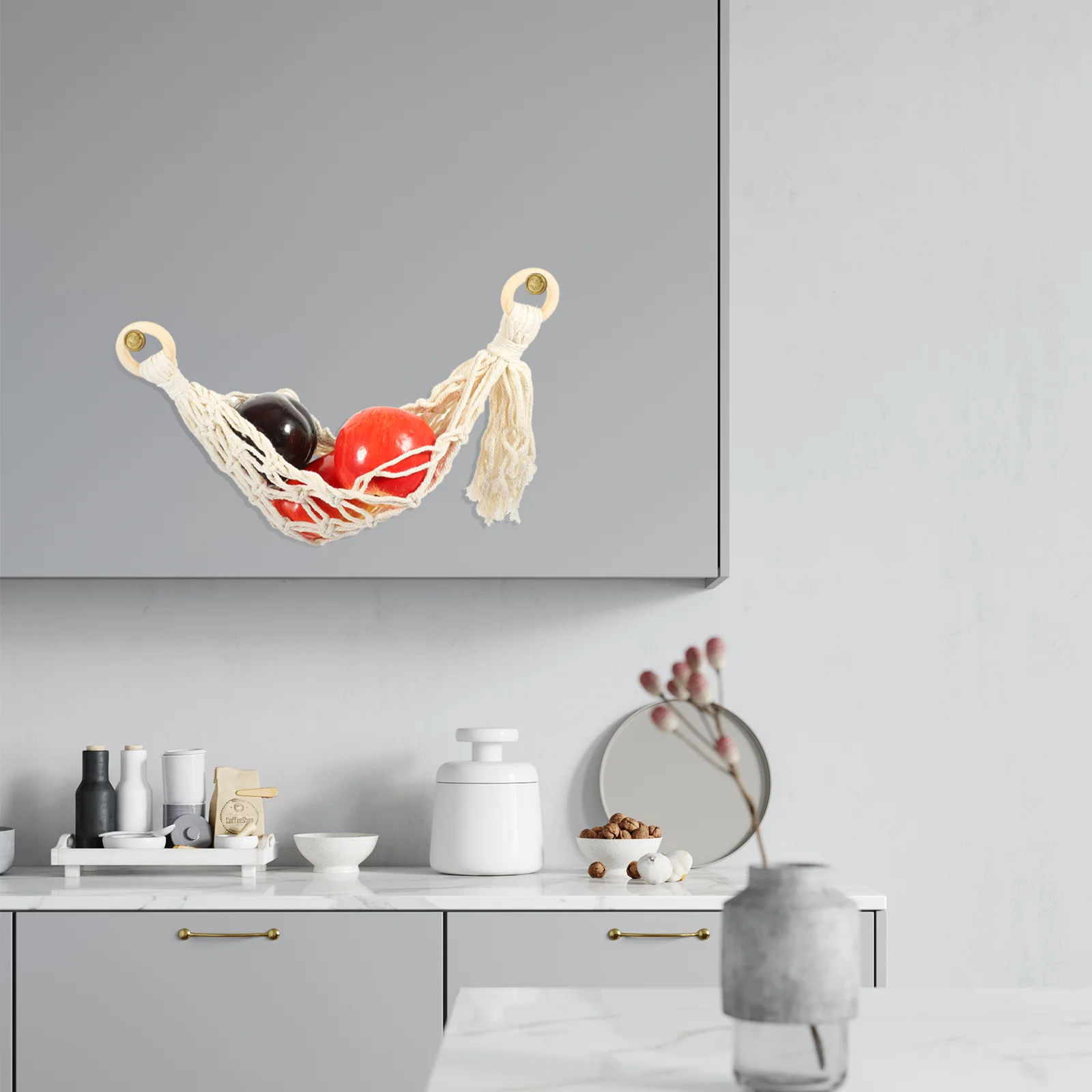 

Fruit Hammock Hanging Basket Net Kitchen Holder Bag Vegetable Macramebanana Cabinet Storagewall Veggie Meshhanger Wovenonion