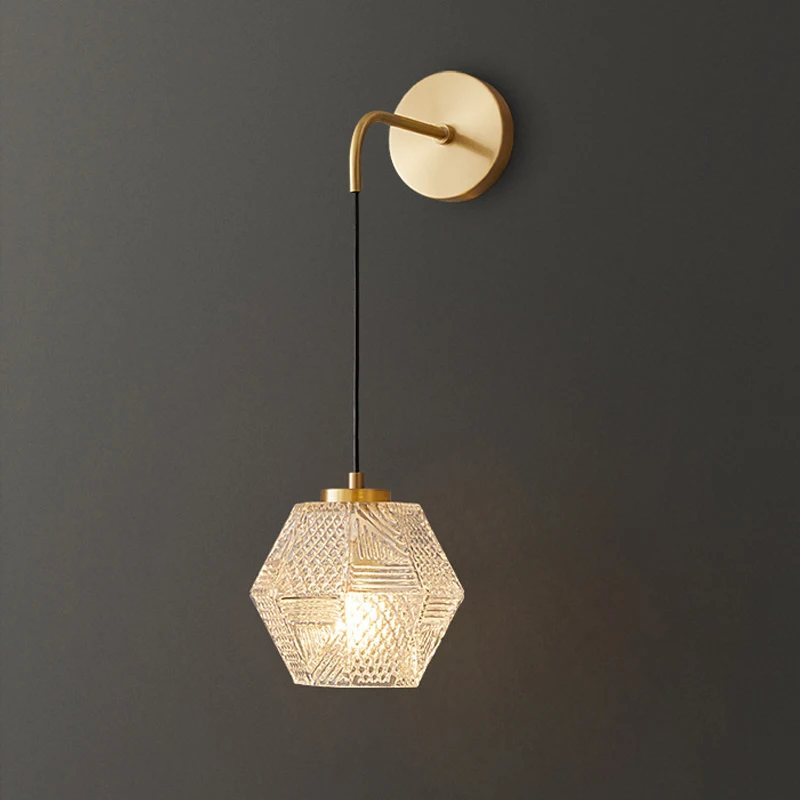 

Nordic Led Wall Lamp Diamond Glass Wall Sconce Lighting Fixtures Kitchen Island Modern Living Room Decor Bar Gold Wall Lights