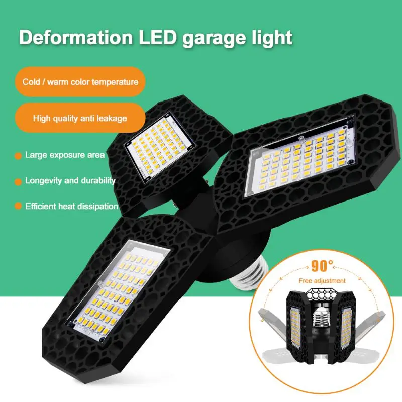 

Adjustable Deformable Bulb For Shop/storage/warehouse Industrial Lighting Hot 40/60/80w Ceiling Light 3000k/6000k 3 Panels 2023
