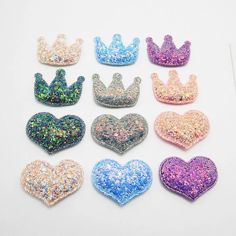 

18pcs 32*40mm Gold Powder Crown Shiny Cute Peach Heart Phone Beauty Material Hair Accessories Magic Wand Package