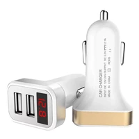mobile phone car charger dual usb charger adapter with led display voltage current low voltage warning charging for phone tablet
