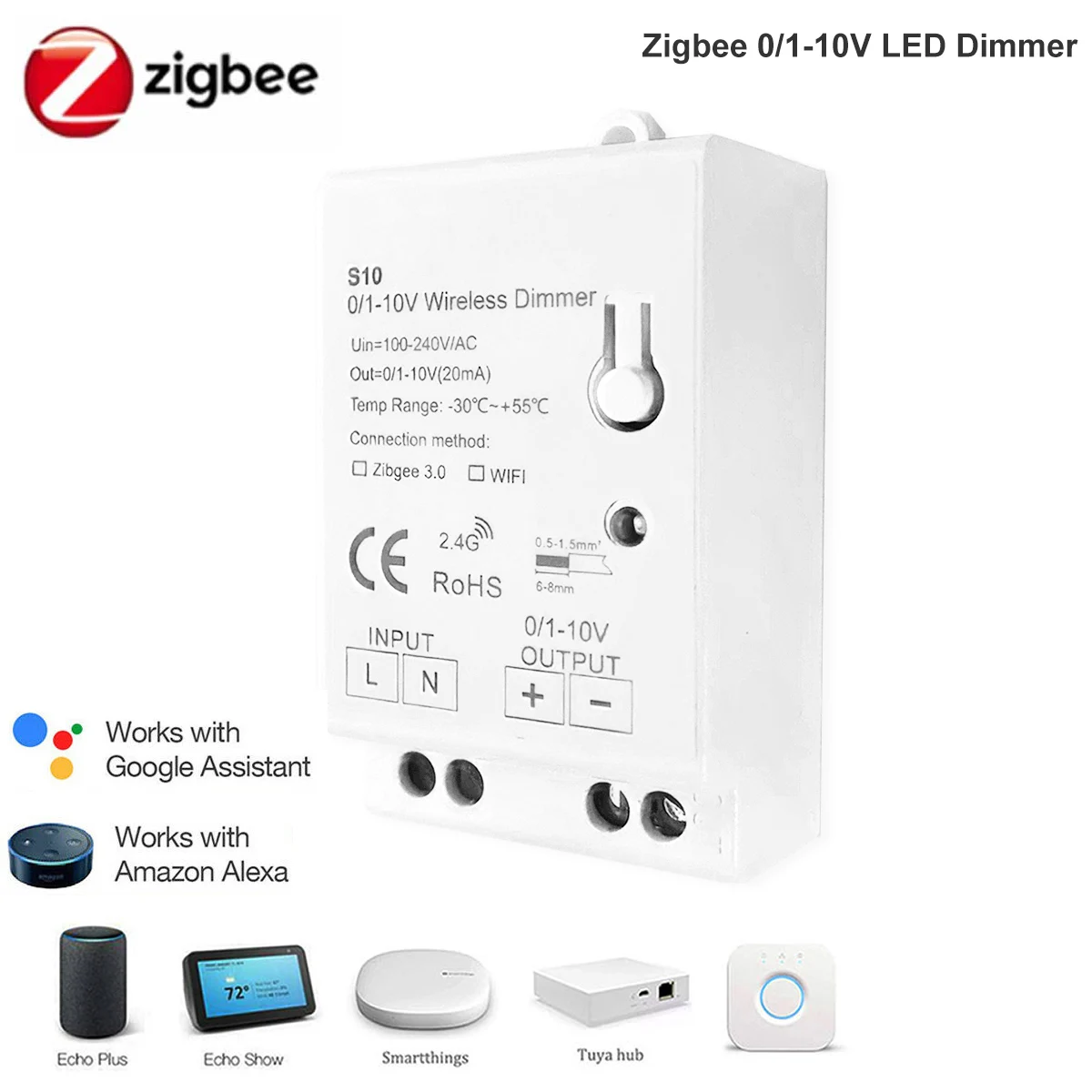 Умный контроллер ZigBee с регулировкой яркости, лампа для управления умным домом, работает с Alexa управлением, 0-10 В, 1-10 в