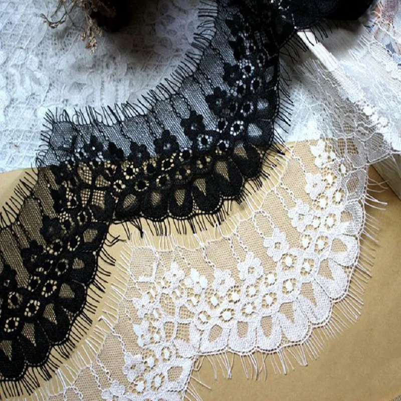 

9meters/lot Small Eyelashes Lace Trim 2 Colors High Quality Lace Fabric Handmade DIY Wedding Clothing Accessories