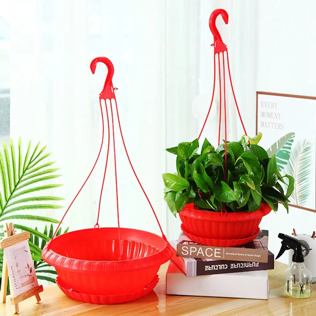 

Creative Design Red Round Flower Basket Large White Hanging Baskets Eco-friendly Reusable Planter Pot For Indoor Outdoor