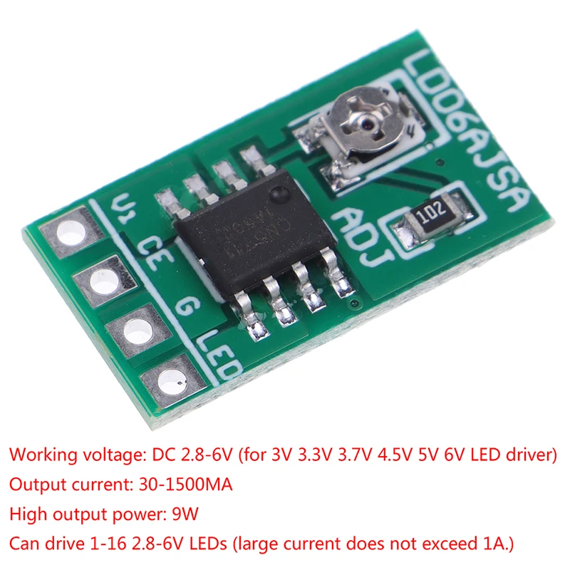 

DC3.3V3.7V5V LED driver 30-1500MA constant current module PWM control board