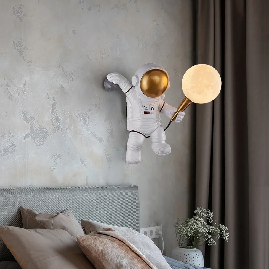 

Modern Nordic LED Light Astronaut Moon Children's Room Wall Lamp Kitchen Dining Room Bedroom wall light for living room